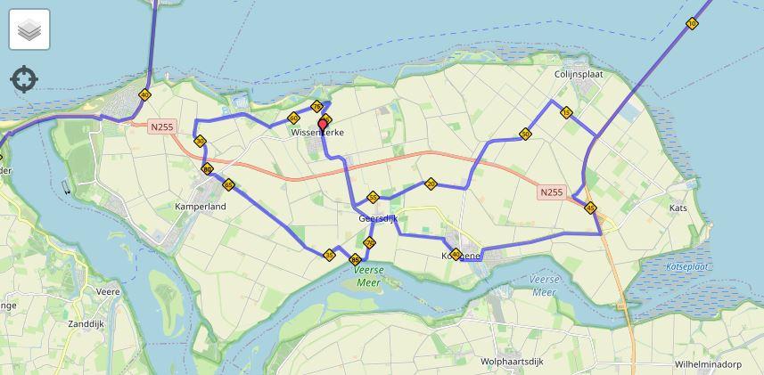 Route op Noord-Beveland